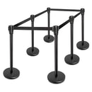 New Star Foodservice 54644 Black Powder Coated Stanchions, 36" Height, 6.5' Retractable Belt, Set of 6