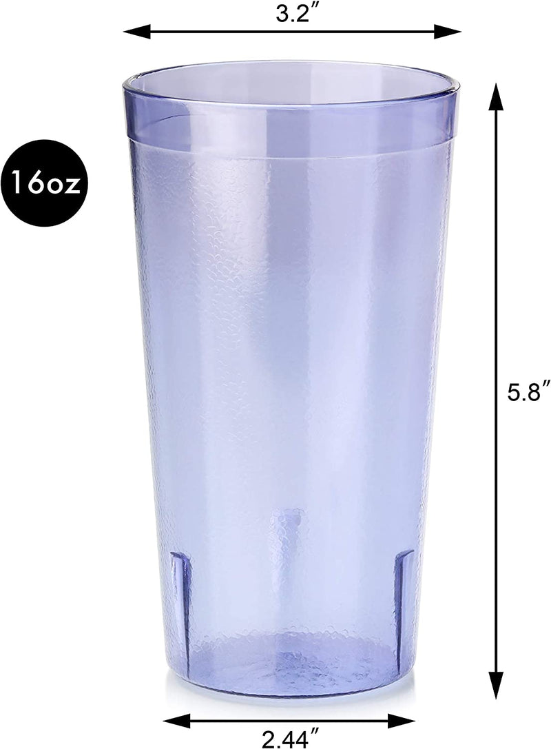 New Star Foodservice 46366 Tumbler Beverage Cup, Stackable Cups, Break-Resistant Commercial SAN Plastic, 16 oz, Blue, Set of 12