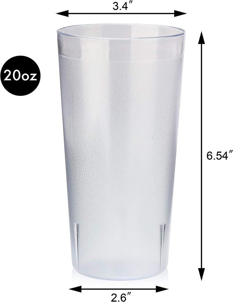 New Star Foodservice 46465 Tumbler Beverage Cup, Stackable Cups, Break-Resistant Commercial SAN Plastic, 20 oz, Clear, Set of 12