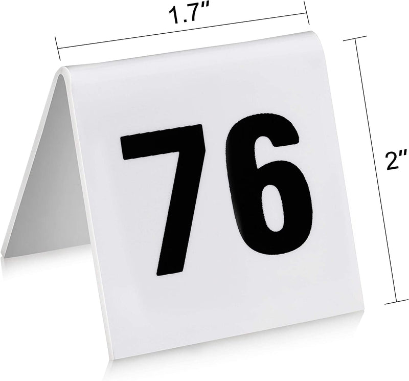 New Star Foodservice 27587 Double Sided Plastic Table Numbers, 76-100, Acrylic, White, 1.7" x 2"