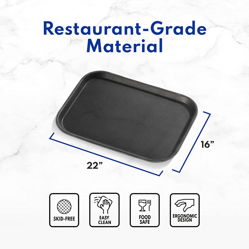 New Star Foodservice 25156 Restaurant Grade Non-Slip Tray, Plastic, Rubber Lined, Rectangular, 15-Inch x 20-Inch Black