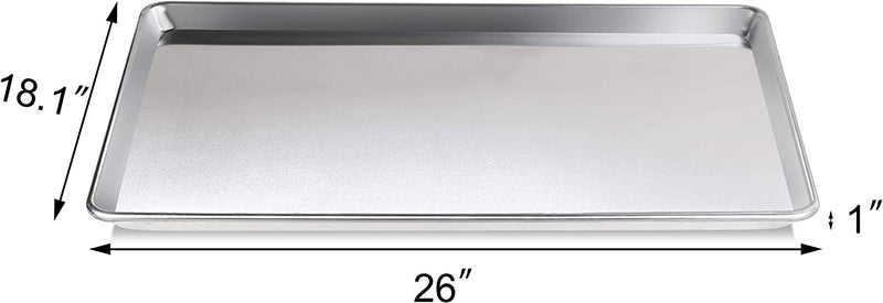 New Star Foodservice 36923 Commercial-Grade 18-Gauge Aluminum Sheet Pan/Bun Pan, 18" L x 26" W x 1" H (Full Size) | Measure Oven (Recommended)
