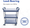 New Star Foodservice 54569 350-Pound Plastic 3-Tier Utility Bus Cart with Locking Casters, 42.5 "x19.5" x 38.5", Gray