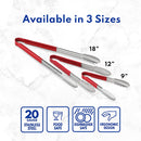 New Star Foodservice 35759 12-Inch Utility Spring Tongs, Stainless Steel, Vinyl Coated, Set of 12, Blue