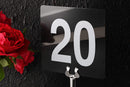 New Star Foodservice 23206 Plastic Double Sided Table Numbers, 1-50, 4-Inch by 4-Inch, Light Grey on Black