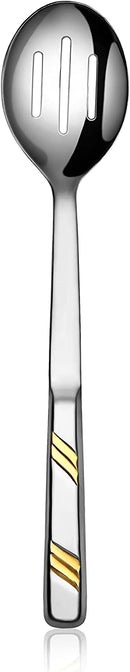 New Star Foodservice 52367 Hollow Handle Slotted Serving Spoon, 12", Gold