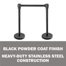 New Star Foodservice 54590 Stanchions, 36-Inch Height, 6.5-Foot Retractable Belt, Set of 2, Black Belt