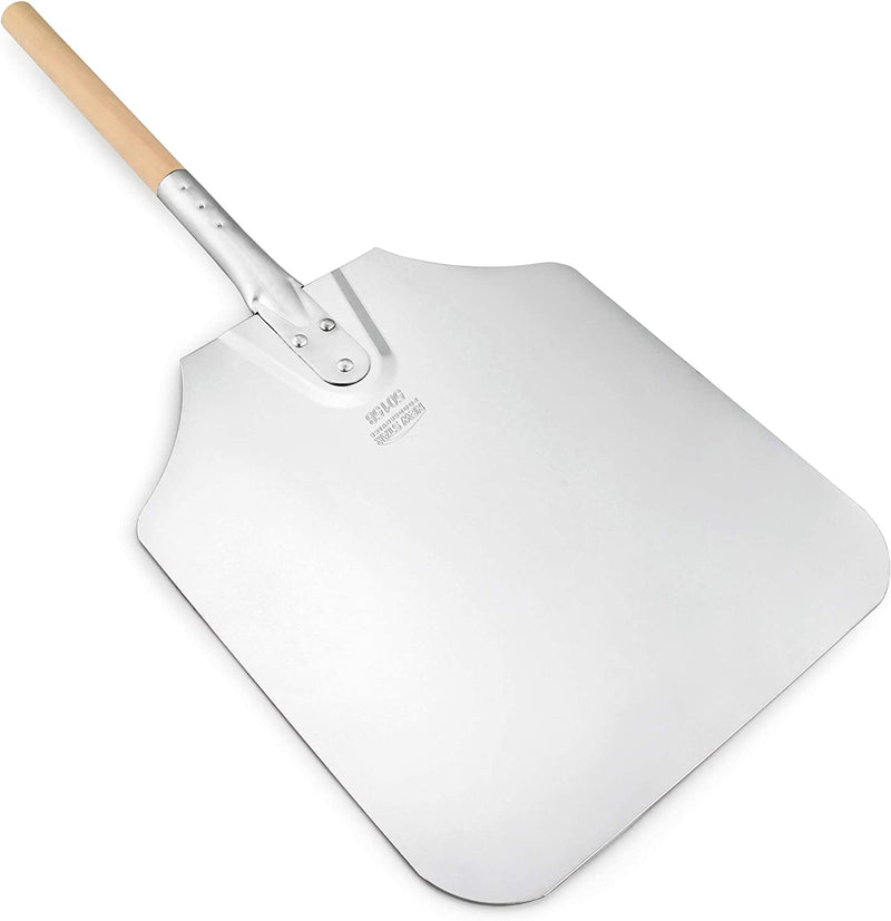 New Star Foodservice 50158 Aluminum Pizza Peel, Wooden Handle, 12 x 14 inch Blade, 26 inch overall
