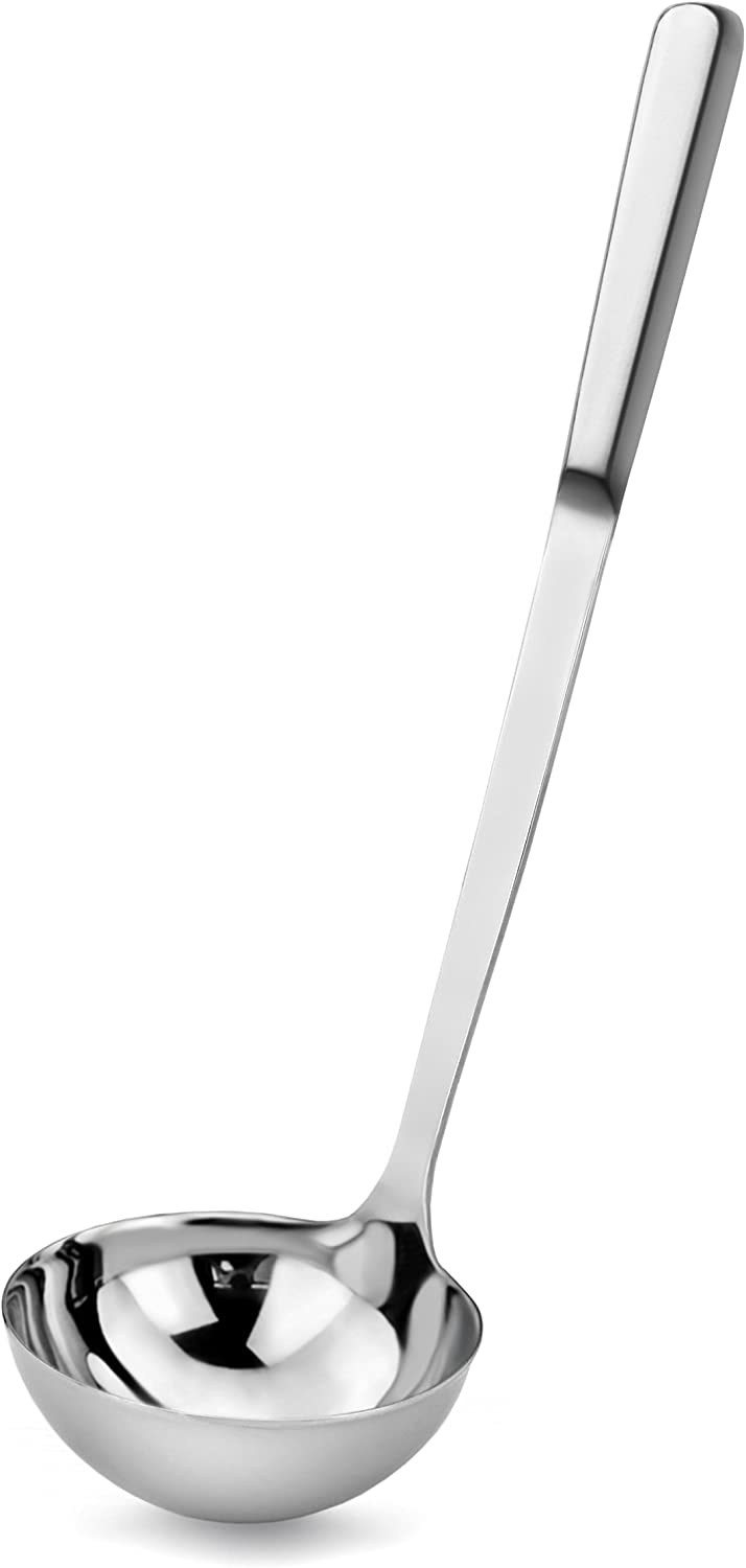 New Star Foodservice 52305 4 oz Hollow Handle Deep Soup Ladle, 13.25", Silver