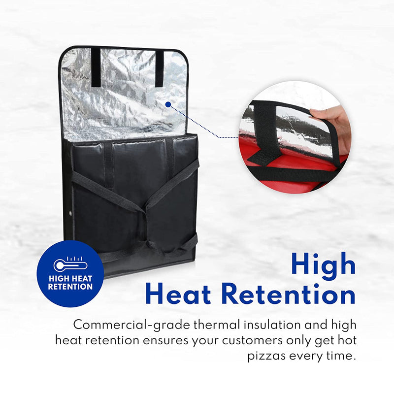 Choice 18" X 18" X 5" Black Nylon Insulated Pizza Delivery Bag - Holds Up To 2 - 16" Or 1 -18" Pizza Boxes – Black