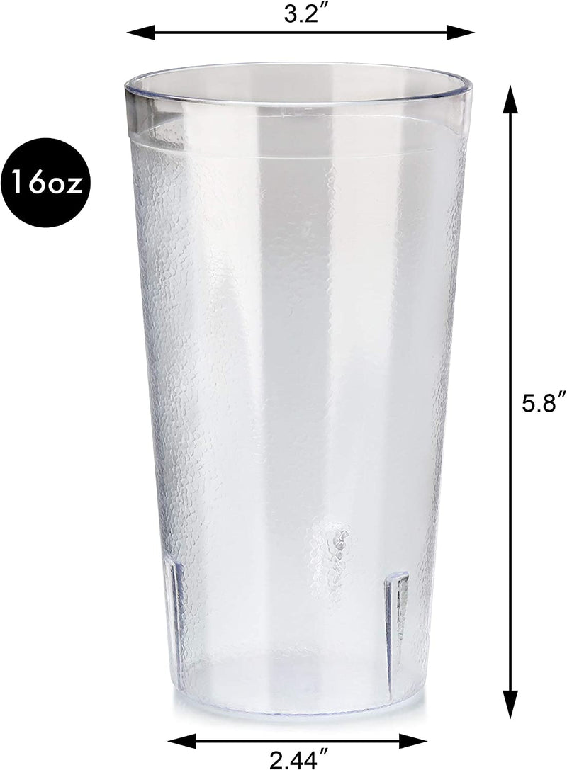 New Star Foodservice 46380 Tumbler Beverage Cup, Stackable Cups, Break-Resistant Commercial SAN Plastic, 16 oz, Clear, Set of 12