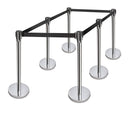 New Star Foodservice 54668 Stainless Steel Stanchion, 36-Inch Height, 6.5-Foot Retractable Belt, Set of 6