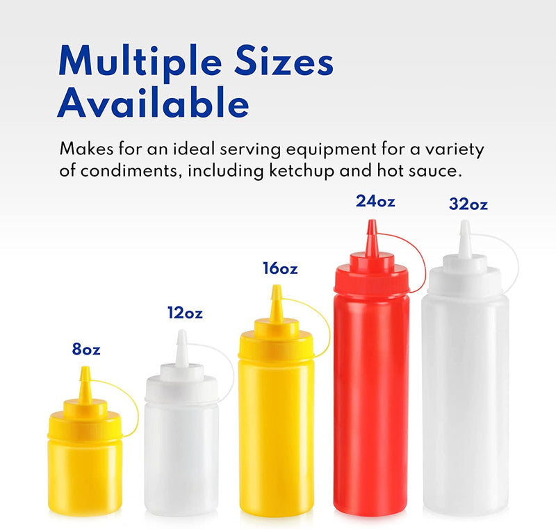 New Star Foodservice 26313 Squeeze Bottles, Plastic, 12 oz, Red, Pack of 6