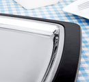 New Star Foodservice 26672 Rectangular Stainless Steel Sizzling Platter with Insulated Holder, 11" x 7.25", Black