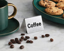 New Star Foodservice 27051 Stainless Steel Table Tent Sign, (Coffee), 2"x 2", Set of 2