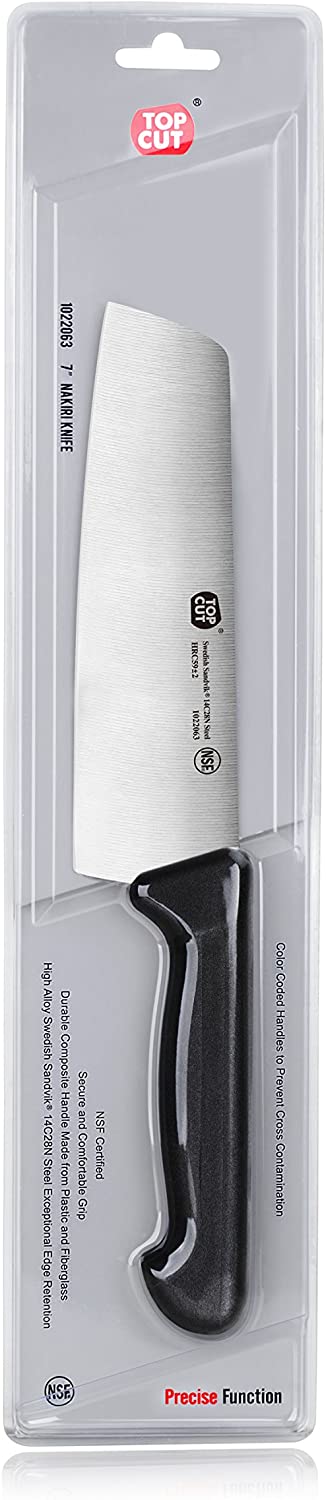 Top Cut By New Star Foodservice 1029192 Swedish Sandvik 14C28N Steel Nakiri Vegetable Cleaver, 7"