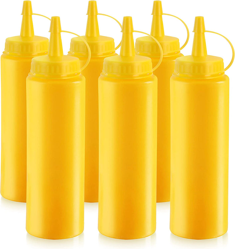 New Star Foodservice 26467 Squeeze Bottles, Plastic, 8 oz, Yellow, Pack of 6