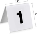 New Star Foodservice 26757 Double Side Plastic Table Number Card, 1-25, 1.7" x 2" Inch, White