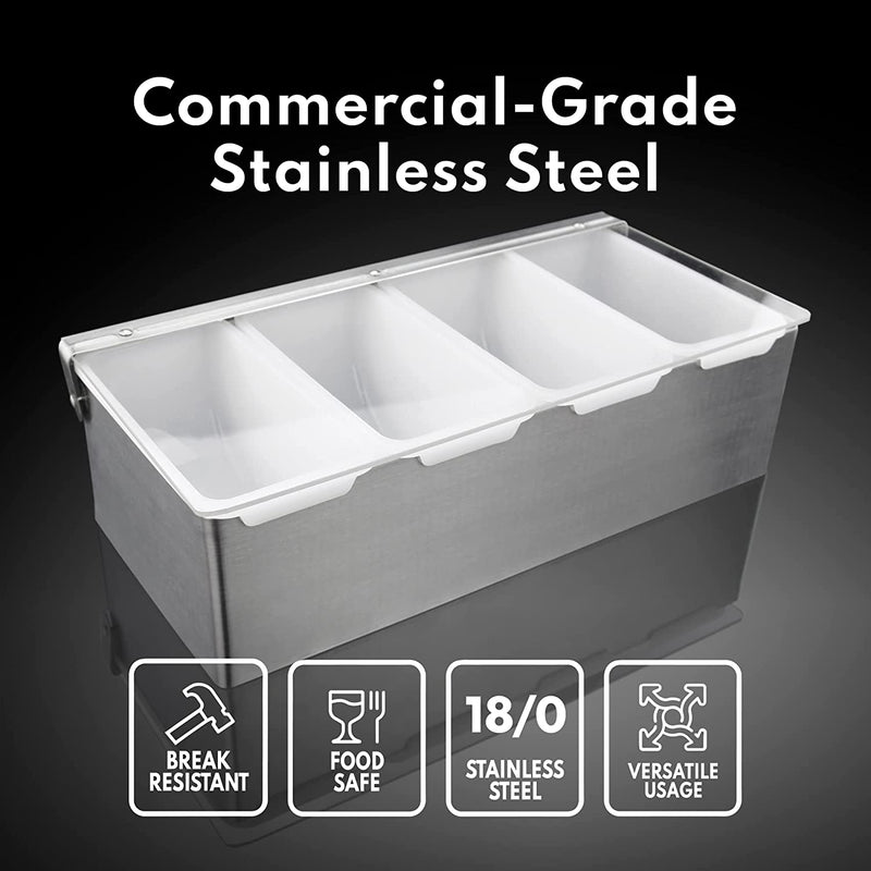 New Star Foodservice 48032 Stainless Steel Condiment Dispenser with 5 Compartments (NO ICE TRAY INCLUDED)