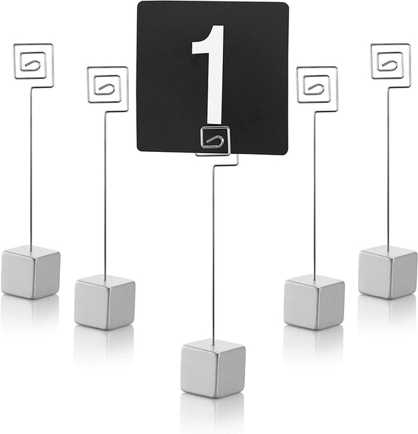 New Star Foodservice 27938 Wire Square Base/Table Number Holder/Number Stand/Place Card Holder, 7-Inch, Set of 5