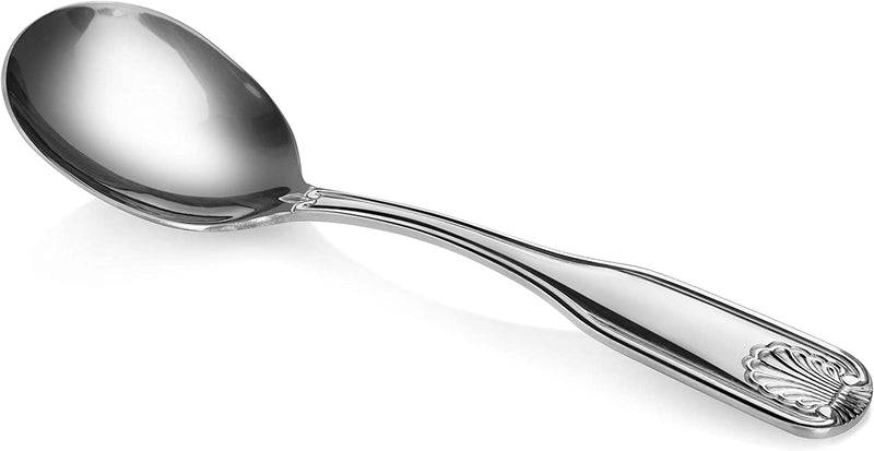 New Star Foodservice 58406 Shell Pattern, 18/0 Stainless Steel, Bouillon Spoon, 6.4-Inch, Set of 12