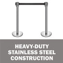 New Star Foodservice 54668 Stainless Steel Stanchion, 36-Inch Height, 6.5-Foot Retractable Belt, Set of 6
