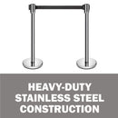 New Star Foodservice 54606 Stanchions, 36-Inch Height, 6.5-Foot Retractable Belt, Set of 2, Stainless Steel