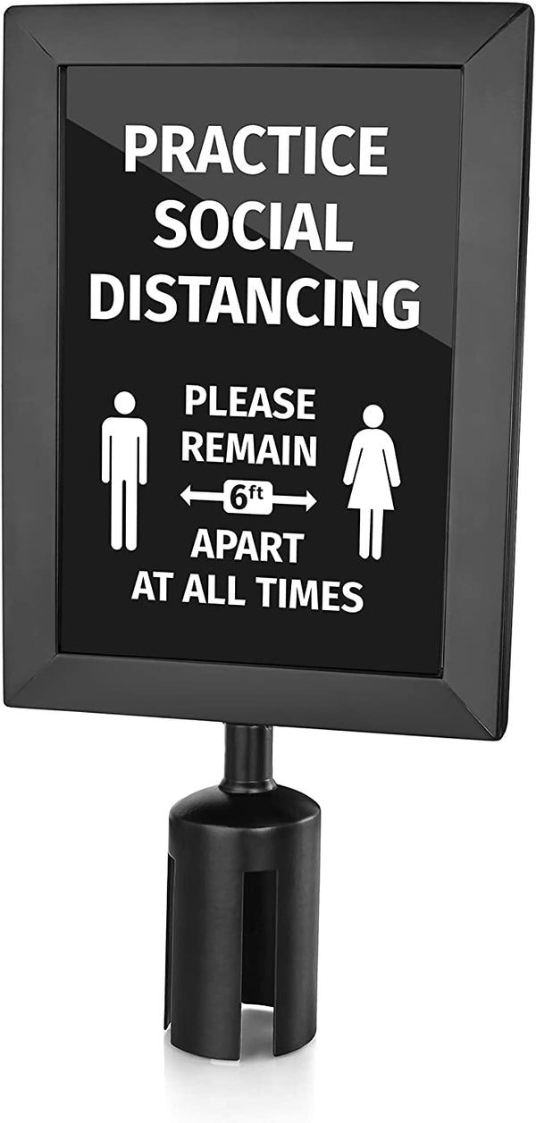 New Star Foodservice 54729 Commercial-Grade Stanchion Top Sign Frames, Black, Sign Sold Separately (Fits 2.5-Inch Post Diameter)