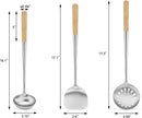 New Star Foodservice 1028737 Commercial-Grade Stainless Steel Specialty Chinese Wok Utensil Set, Spatula, Solid and Perforated Ladle, 16-Inch, 17-Inch, 17-Inch (Hand Wash Recommended)