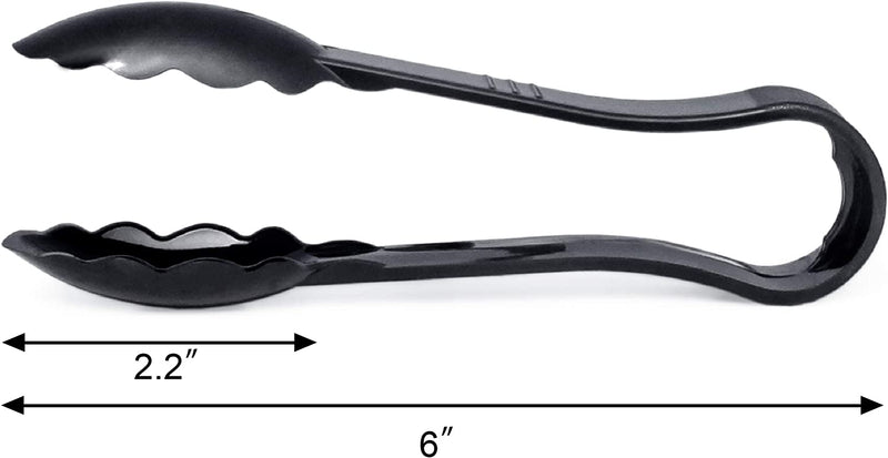 New Star Foodservice 35698 Utility Tong High Heat Plastic, Scalloped, 6 inch, Black, Set of 12
