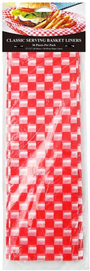 New Star Foodservice 44263 Red Check Food Basket Liners, 12 by 12-inch, Set of 36