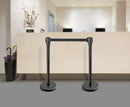 New Star Foodservice 54644 Black Powder Coated Stanchions, 36" Height, 6.5' Retractable Belt, Set of 6