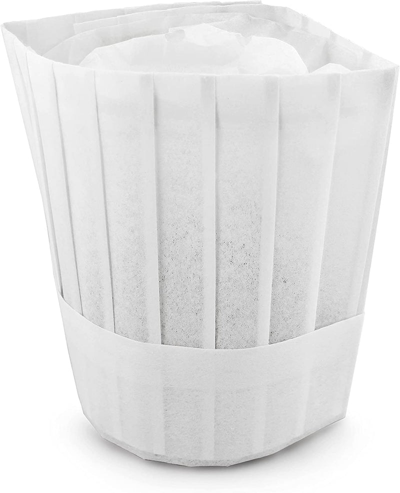 New Star Foodservice 32208 Disposable Non Woven Flat Chef Hat, 9-Inch, White, Set of 10