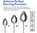 New Star Foodservice 1029031 Stainless Steel Precision Decorating Spoons/Saucier Spoons with Tapered Spout, Set of 3, 7-Inch, 8-Inch, 9-Inch
