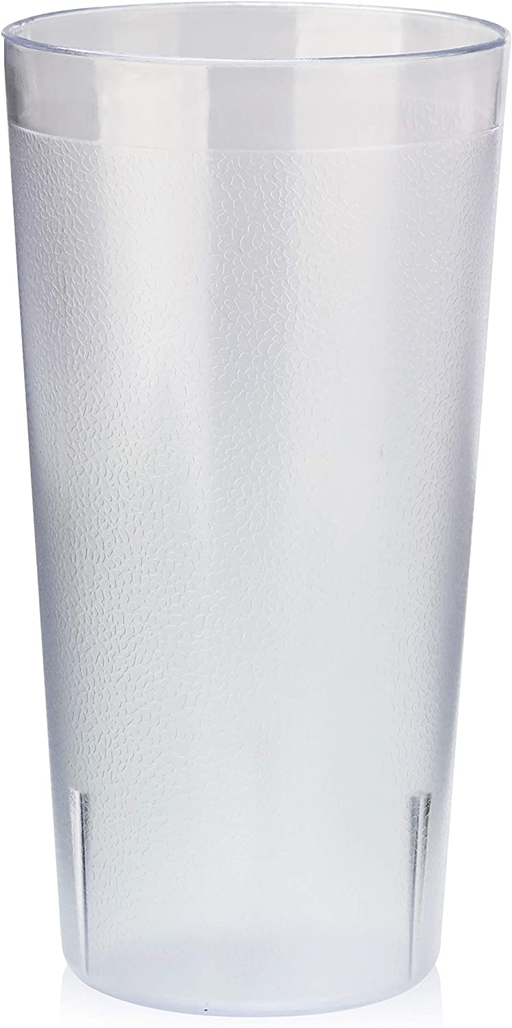 New Star Foodservice 46465 Tumbler Beverage Cup, Stackable Cups, Break-Resistant Commercial SAN Plastic, 20 oz, Clear, Set of 12