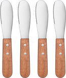 New Star Foodservice 43006 Wood Handle Butter Spreader, 7.5-Inch, Silver, Set of 4