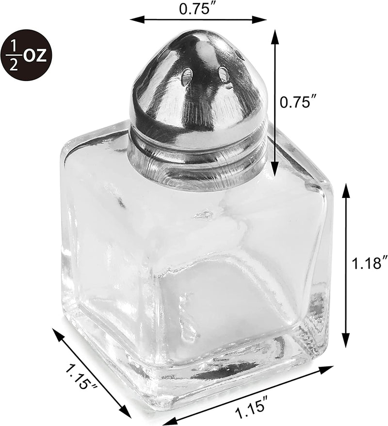 New Star Foodservice 22254 Glass Cube Mini Salt and Pepper Shaker with Stainless Steel Top, 0.5-Ounce, Set of 48
