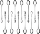 New Star Foodservice 58765 Stainless Steel Rose Pattern Iced Teaspoon 7.7-Inch Set of 12