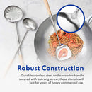 New Star Foodservice 1028737 Commercial-Grade Stainless Steel Specialty Chinese Wok Utensil Set, Spatula, Solid and Perforated Ladle, 16-Inch, 17-Inch, 17-Inch (Hand Wash Recommended)