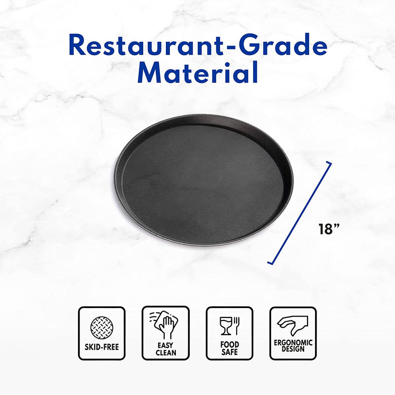 New Star Foodservice 24913 Restaurant Grade Non-Slip Tray, Plastic, Rubber Lined, Round, 11" Inch, Black