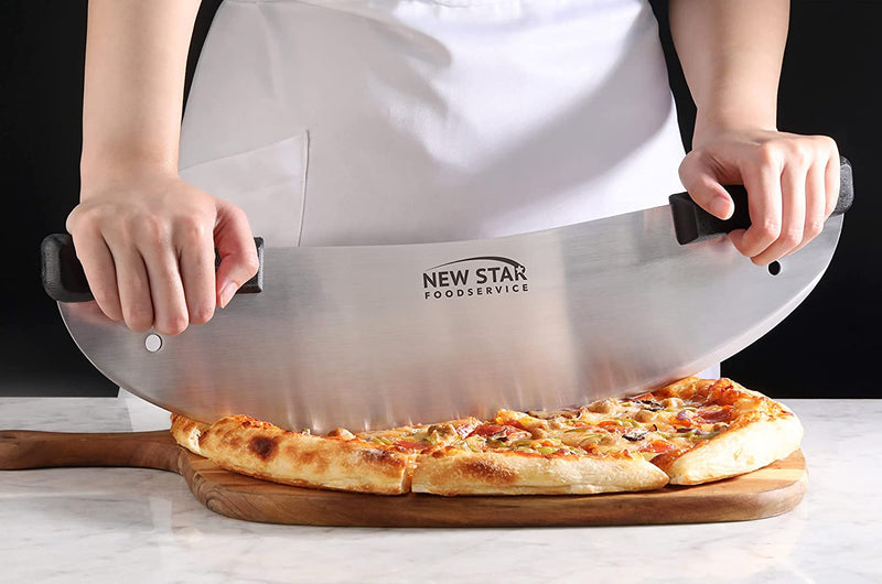 New Star Foodservice 50646 Commercial Stainless Steel Rocker-Style Deluxe Pizza Knife, 20-Inch, 1 Piece