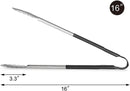 New Star Foodservice 35797 16-Inch Utility Spring Tongs, Stainless Steel, Vinyl Coated, Set of 12, Black