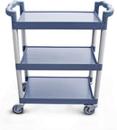 New Star Foodservice 54569 350-Pound Plastic 3-Tier Utility Bus Cart with Locking Casters, 42.5 "x19.5" x 38.5", Gray
