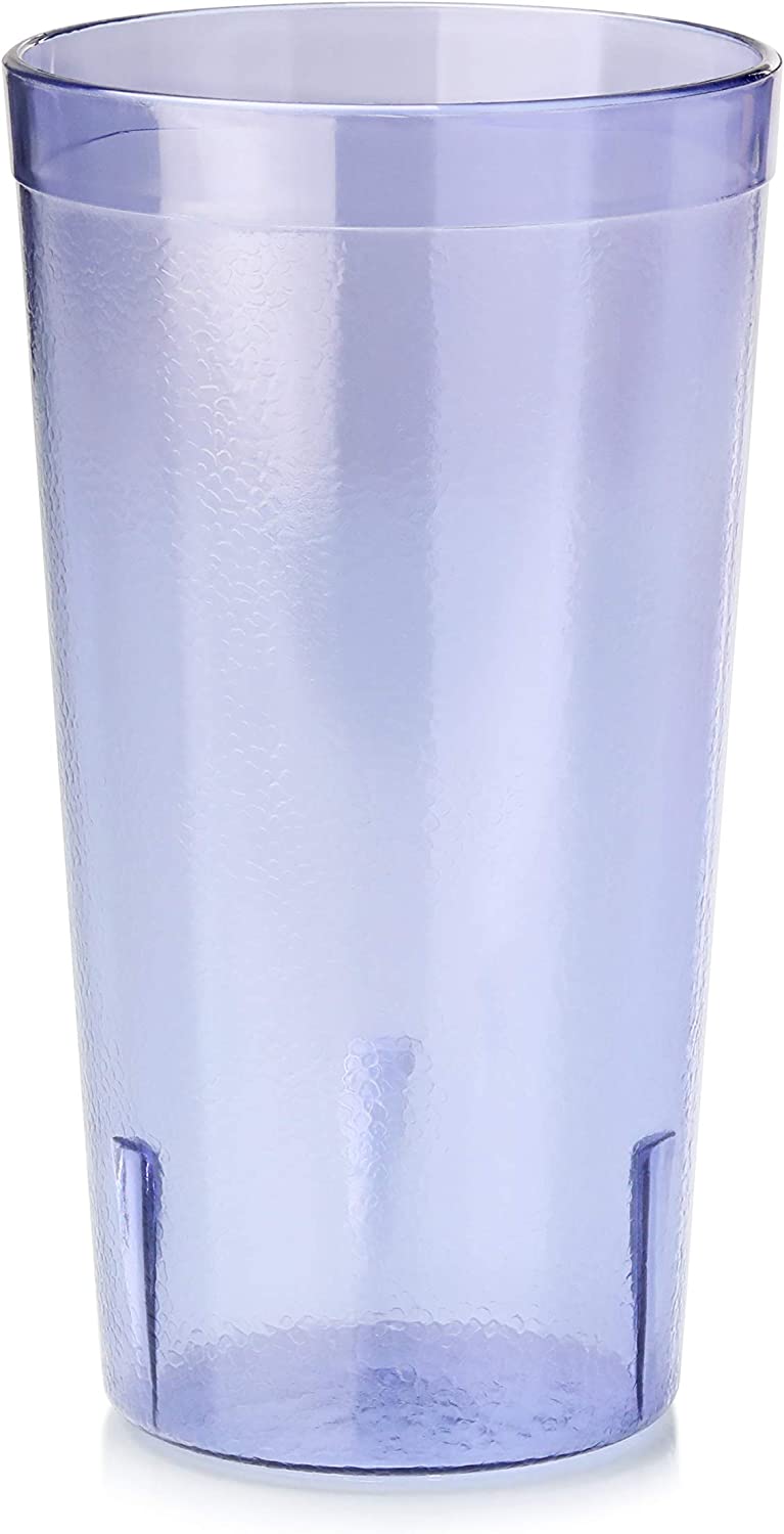 New Star Foodservice 46366 Tumbler Beverage Cup, Stackable Cups, Break-Resistant Commercial SAN Plastic, 16 oz, Blue, Set of 12