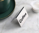 New Star Foodservice 27051 Stainless Steel Table Tent Sign, (Coffee), 2"x 2", Set of 2
