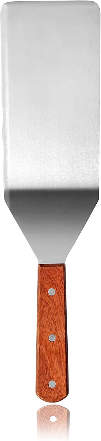 New Star Foodservice 36350 Wood Handle Extra Large Grill Turner/Spatula with Cutting Edge and 4-Inch Wide Blade, 16-Inch