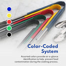 New Star Foodservice 35759 12-Inch Utility Spring Tongs, Stainless Steel, Vinyl Coated, Set of 12, Blue