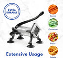 New Star Foodservice 43204 Commercial Grade French Fry Cutter with Suction Feet, 1/2 Inch and 3/8 Inch Blades, Limited Edition Black