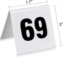 New Star Foodservice 27563 Double Sided Plastic Table Numbers, 51-75, Acrylic, White, 1.7" x 2"