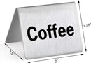 New Star Foodservice 27051 Stainless Steel Table Tent Sign, (Coffee), 2"x 2", Set of 2